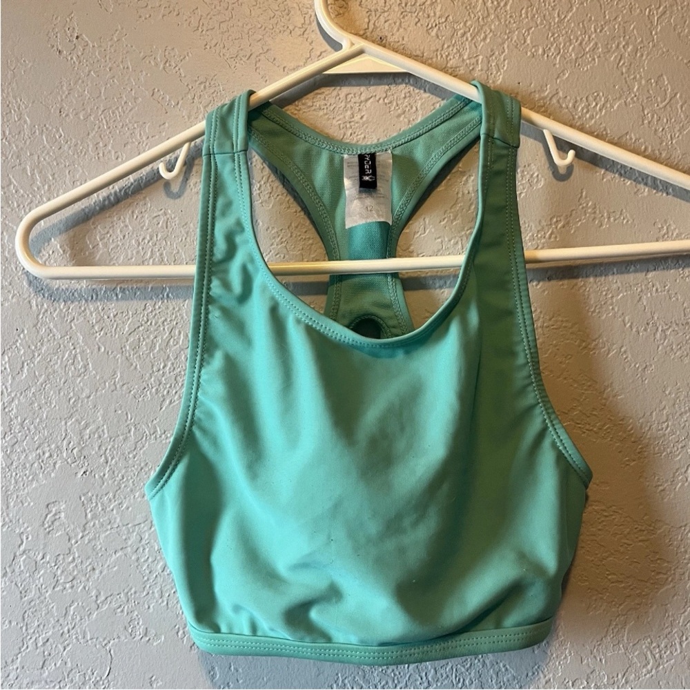 Spyder Aqua Green Unpadded Racerback Sports Bra Size 12 Girls